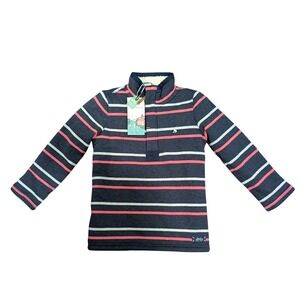 NWT Joules jacket Navy Pink Stripe Fleece Lined Pullover‎ Shirt sweatshirt Sz 6